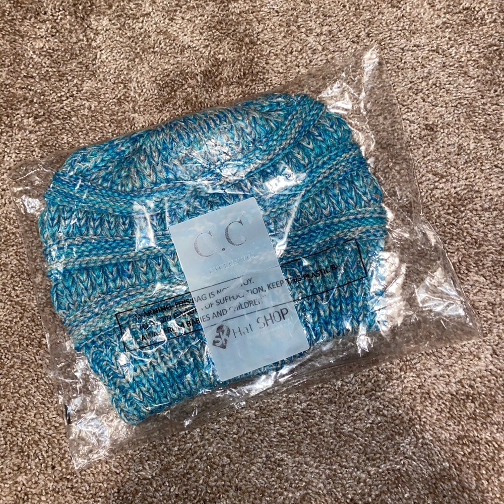 Teal winter hat